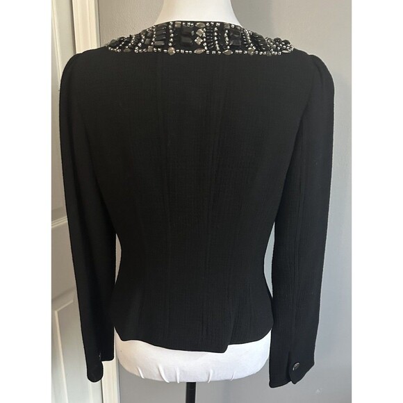 Rickie Freeman Teri Jon Womens Wool Embellished Blazer Beaded Jacket Size 6 EUC - Picture 4 of 10